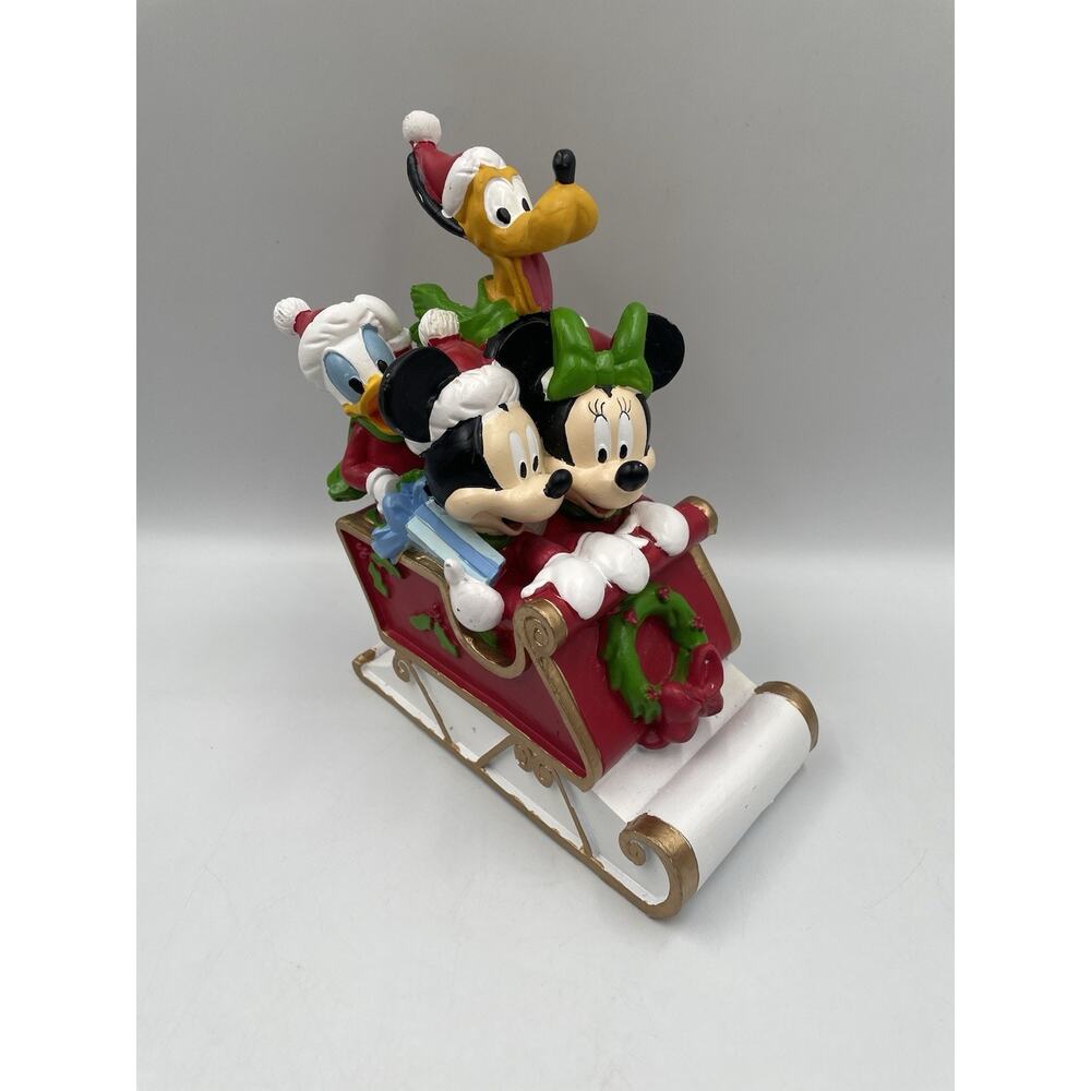NEW Disney Mickey & Minnie Donald Pluto Christmas Sleigh Figure NEW
